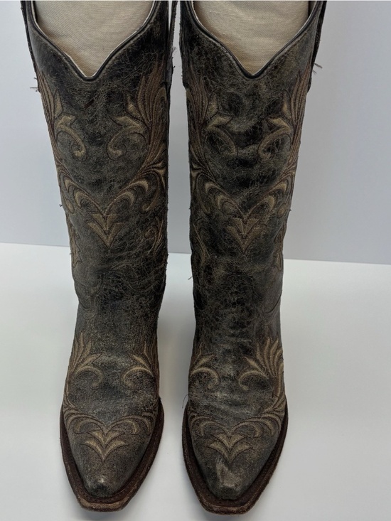 Circle G 36632 Brown Cowhide Embroidered Design Cowgirl Boots Women's Size 7.5 M - Picture 3 of 12